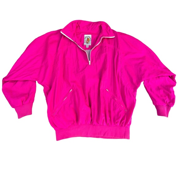 Hotdogger Jackets & Blazers - Vintage 80s Hotdogger Hot Pink Neon Windbreaker Quarter Zip Jacket